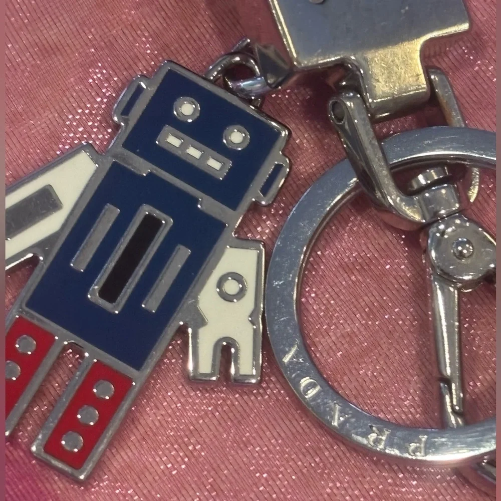 Mom Sale🌸 PRADA Black Saffiano Leather Keychain with Robot Charm $295